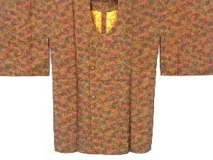 リサイクル　二重紗　抽象草花模様織り出しロング道行コート